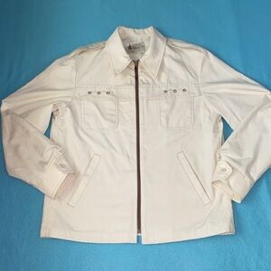 LONDON FOG weatherproof vintage zip up long sleeve stylish beige jacket size 40